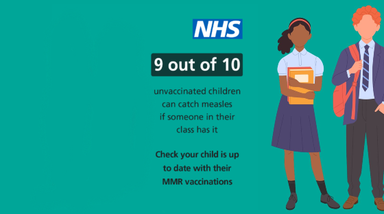9 out of 10 unvaccinated children can catch measles if someone in their class has it. Check your child is up to date with MMR.