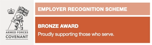 Armed Forces Covenant - Employer recognition scheme. Bronze award - Proudly supporting those who serve